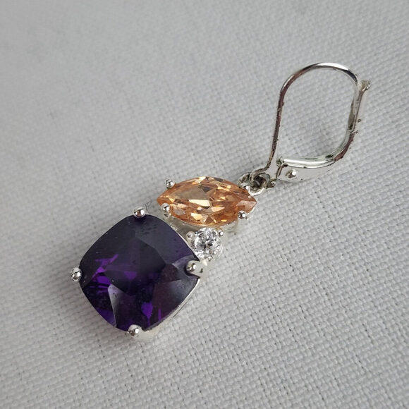 Avon Dare to Dazzle Purple & Orange Crystal Earrings - Picture 2 of 4